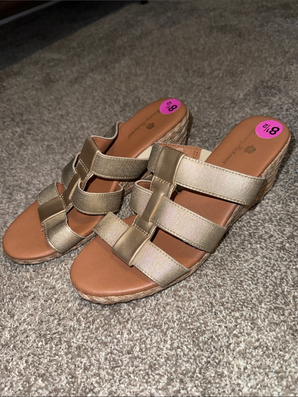 Tommy Bahama Gold Strappy Wedge Mules